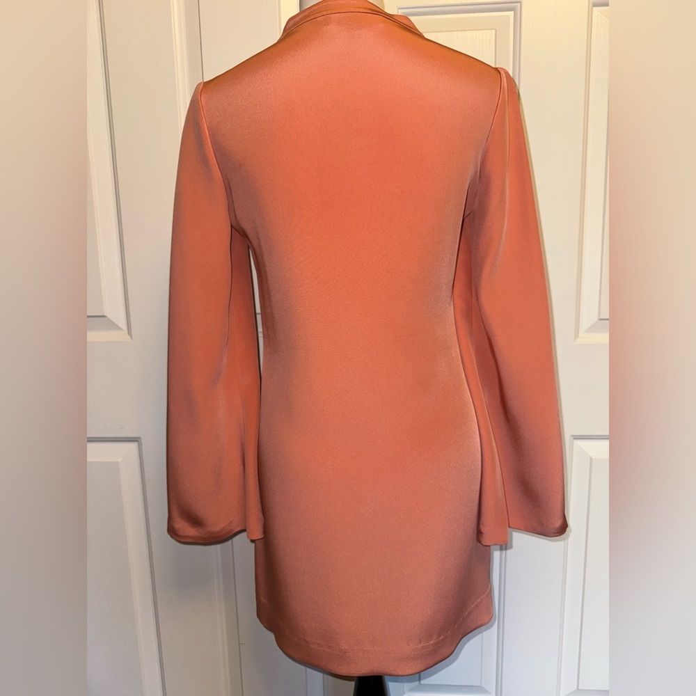 Elizabeth and James Silk Shift Dress Size 2 Coral Minimalist Chic Quiet Luxury - Picture 2 of 11